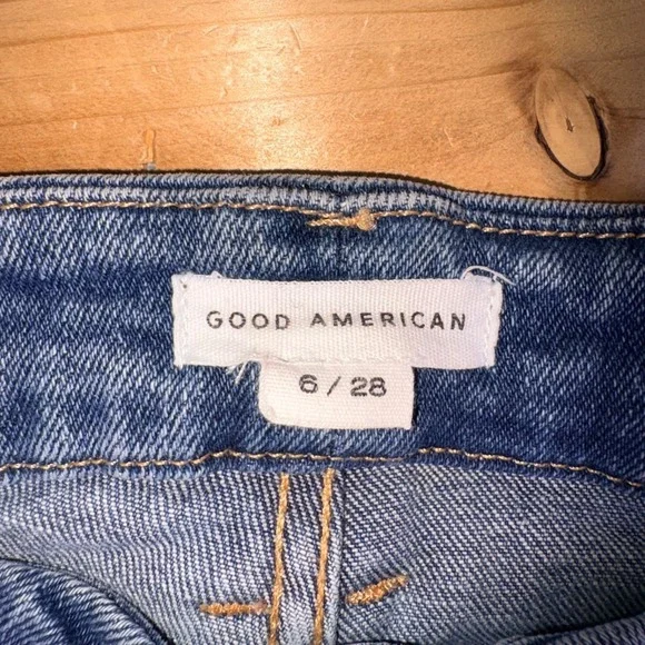 Good American Jeans Womens 6 Straight Leg High Rise Frayed Hem Denim Blue Jeans - Picture 2 of 7